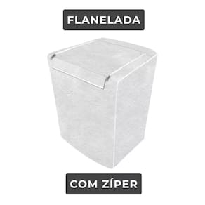 Capa de Máquina de Lavar Brastemp Electrolux 12kg 13kg 14kg 15kg G com Zíper Branca