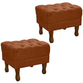 Kit 2 Puff Puf Retro Capitone 52X44Cm Suede Terra Cota Mpassos Terra Cota