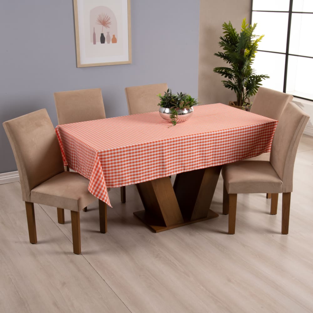 Toalha de Mesa Brisa Xadrez 6 Lugares 1 Pç