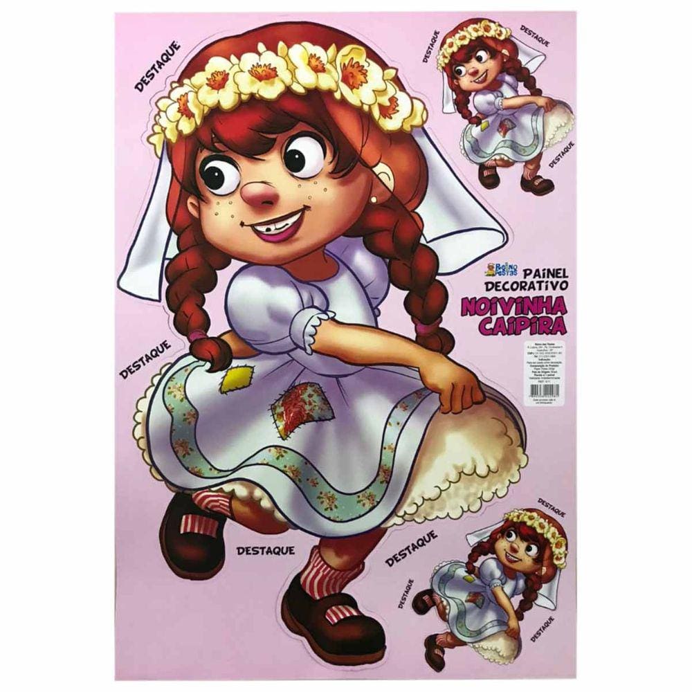 Painel Decorativo Festa Junina Casal de Noivos - 68cm x 44cm