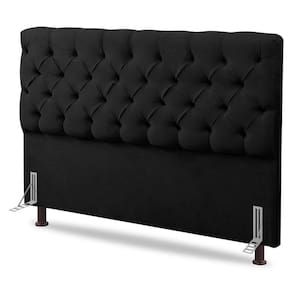 Cabeceira Cama Box Solteiro Lylla 90cm Capitonê com Frame Suede Preto - Desk Design