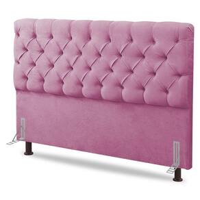 Cabeceira Cama Box Casal King Size Lylla 195cm Capitonê com Frame Suede Rosa - Desk Design