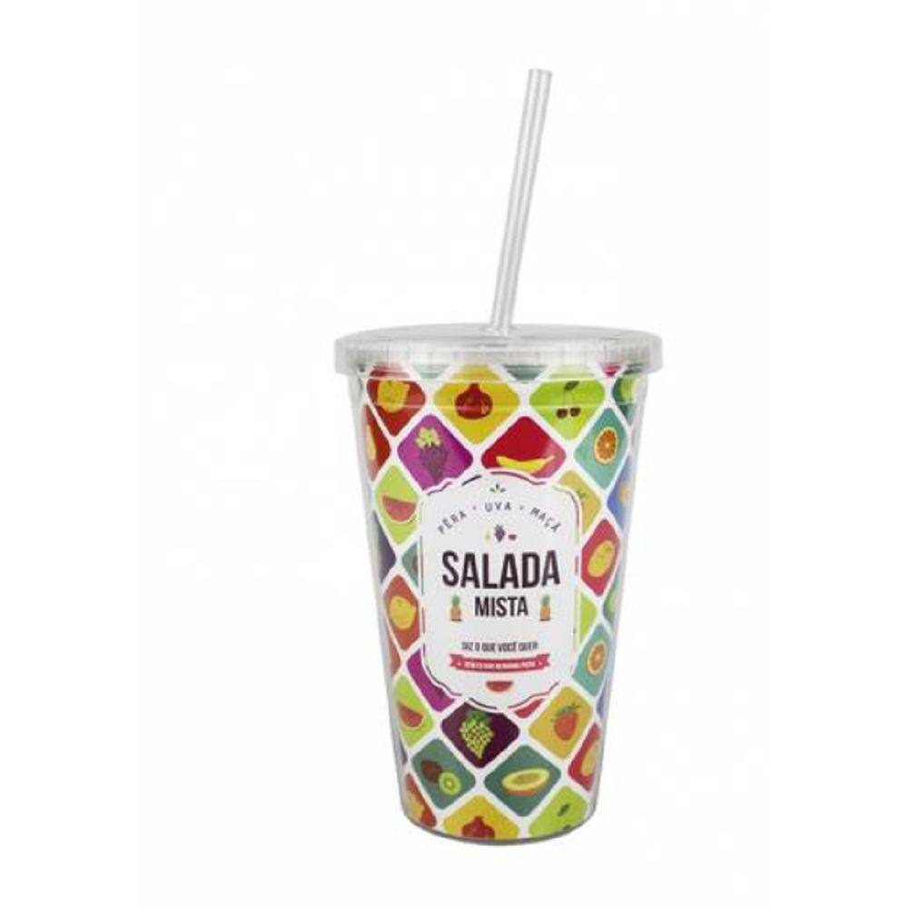 Copo com canudo "SALADA MISTA"