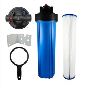 Kit Filtro Carcaça Big Blue 20`` Suporte Chave Plissado 50 M