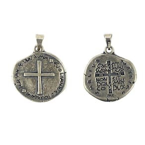 Medalha das Duas Cruzes Prata Velha 22 mm