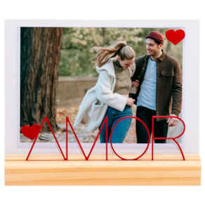 Porta Retrato foto Geguton Amor Branco Vermelho pinus