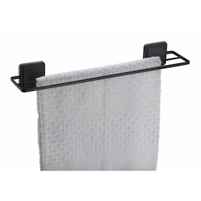 Toalheiro duplo preto fosco fixação por adesivo Norbond porta toalha banho 45 cm Future 184PT