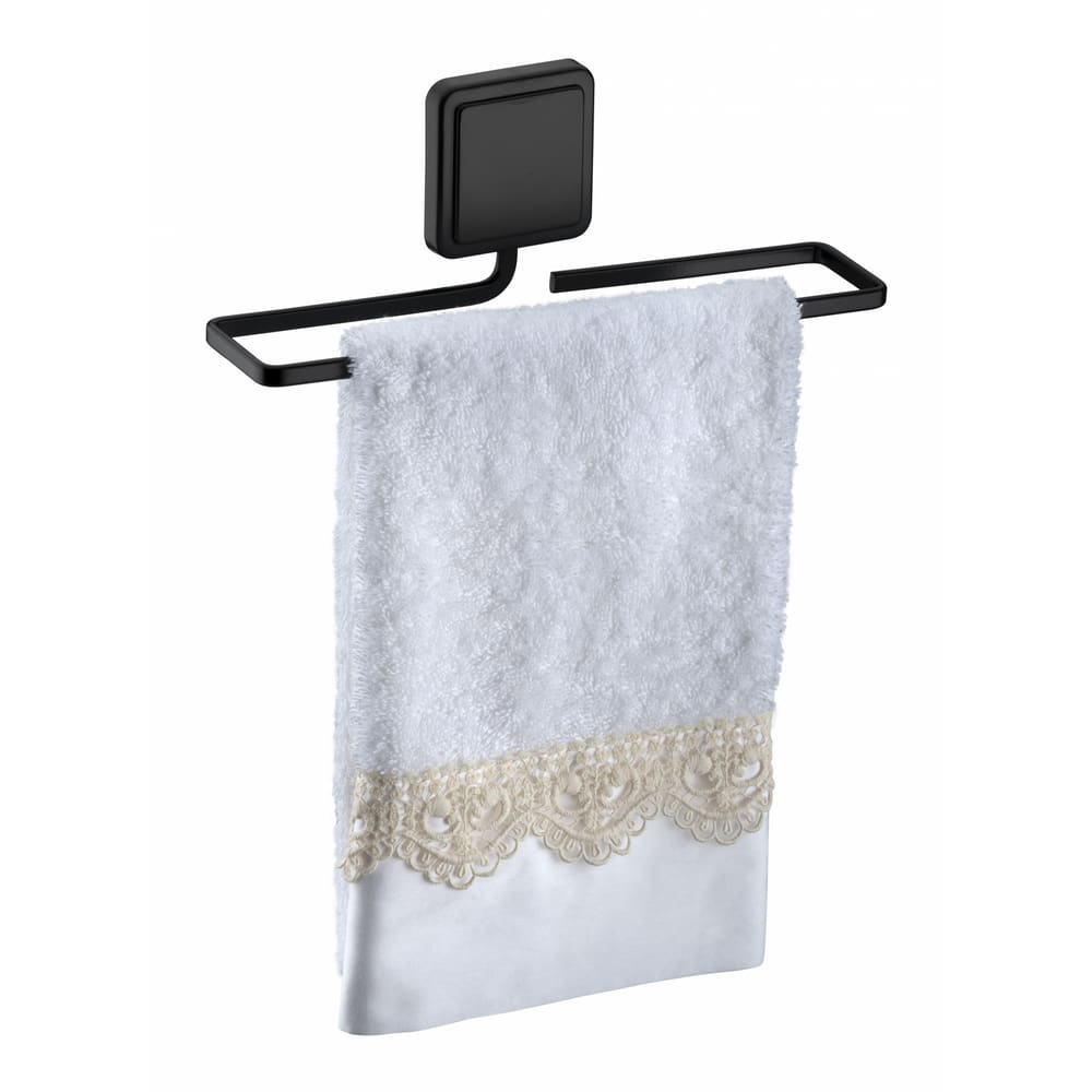 Toalheiro lavabo preto fosco fixação por adesivo Norbond porta toalha rosto 25 cm Future 183PT