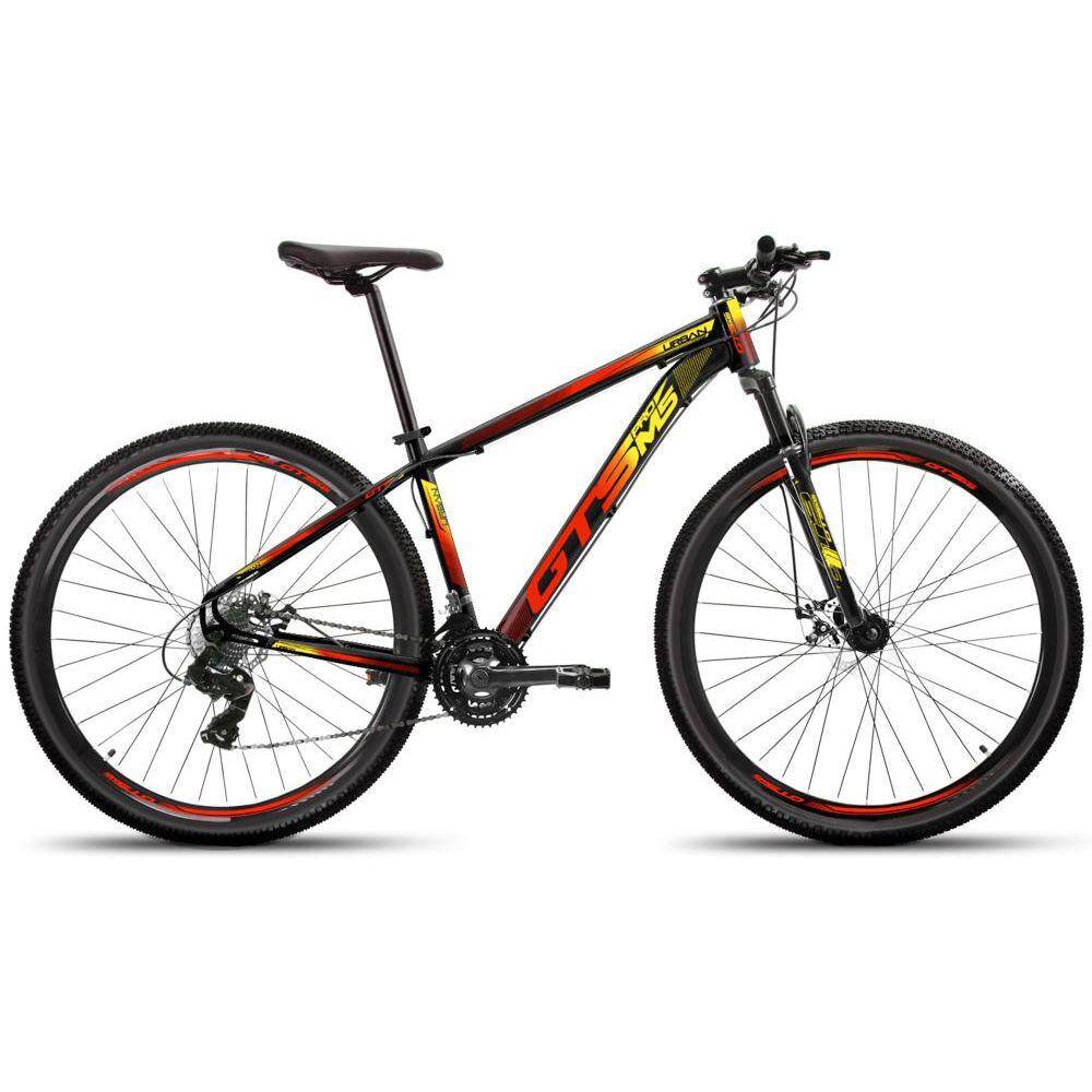 Bicicleta Gts Pro M5 Urban Aro 29 Susp. Dianteira 21 Marchas - Amarelo/vermelho