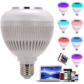 Lâmpada Led Musical Rgb Bluetooth Controle Remoto 8 Cores