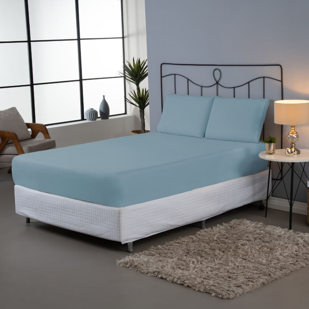 Jogo Lençol Queen 3 Peças Percal 140 Fios Liso Algodão