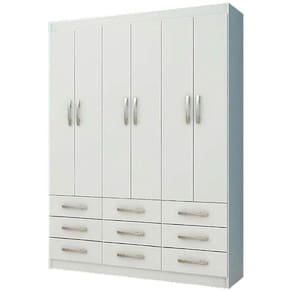 Guarda Roupa Casal 6 Portas 9 Gavetas Cor Branco