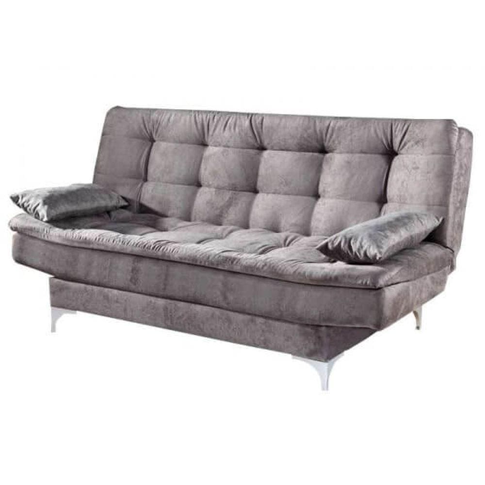 Sofá Cama Casal Agatha com Encosto Reclinável Cor Cinza