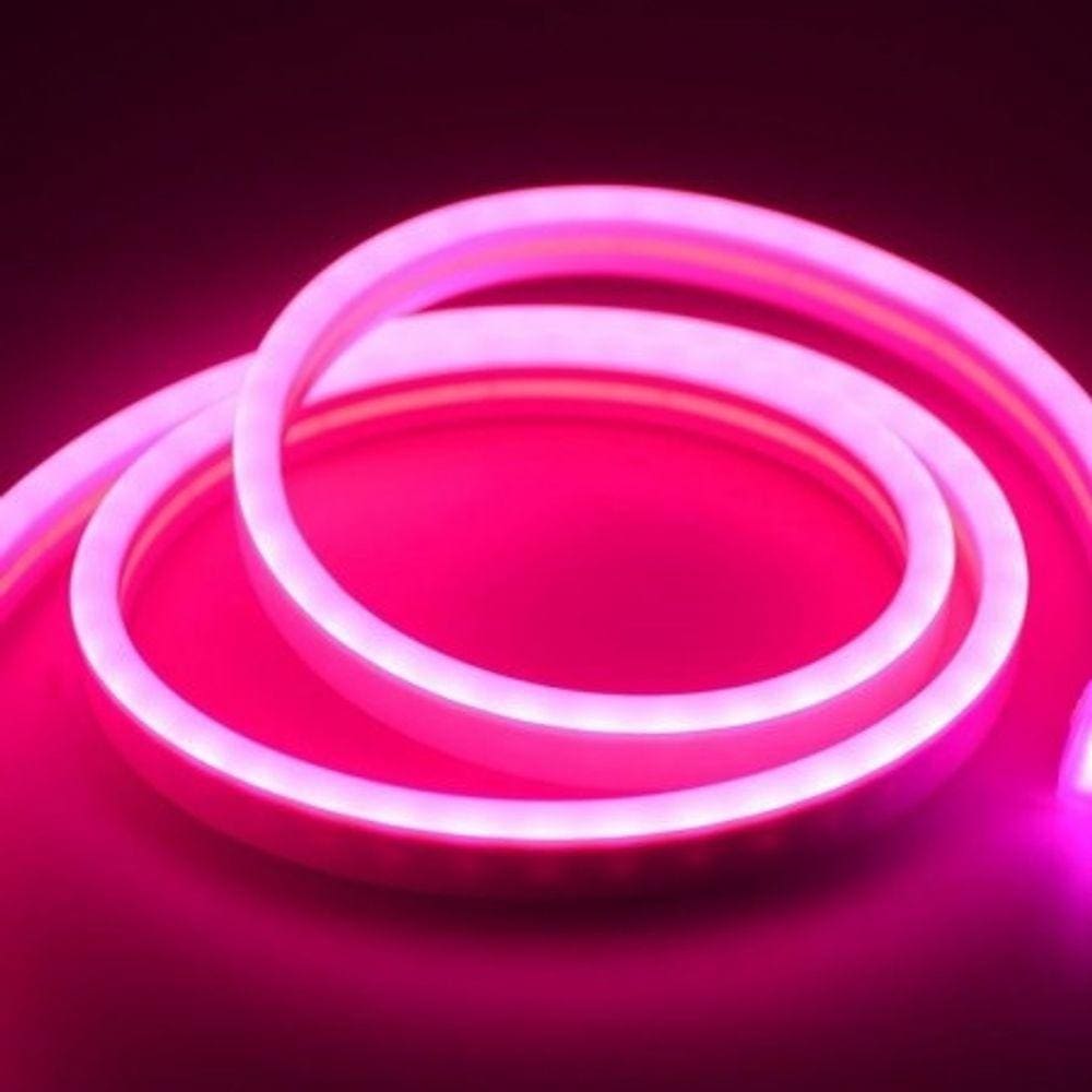 Mangueira Led Neon 12v Rosa 5 Metros 12mm Plug P4 Flex
