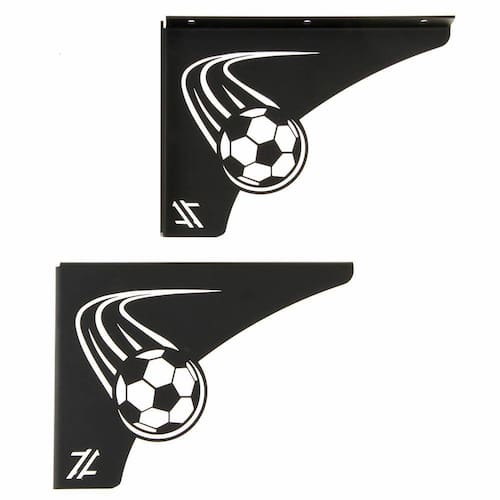 imagem-Par Mãos Francesas Pretas Decorativas 20cm Futebol Bola Rápida Aço