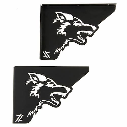 imagem-Par Mãos Francesas Ornamentada Lobo Preto Aço 20cm Industrial Zarg