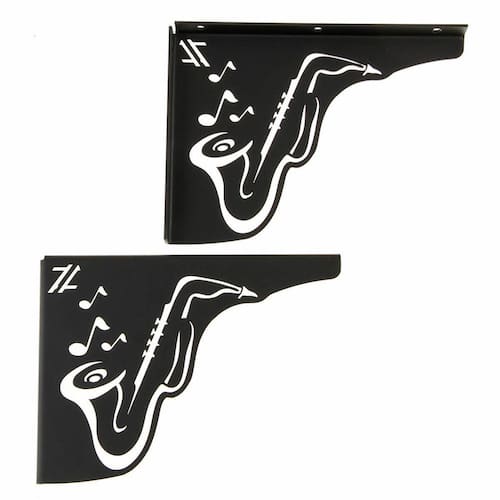 imagem-Mão Francesa Ornamentada Música Saxofone 20cm Preta Aço Zarg