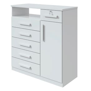 Cômoda 6 Gavetas 1 Portas Da Vinci Lopas Branco