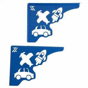 Mãos Francesas de Força para Prateleira 20cm Menino Carro Foguete Avião Azul Aço