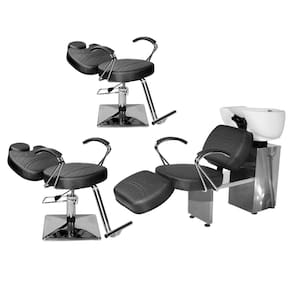 Kit Salão Topázio 2 Cadeiras Recl Base Quadrada + Lavatório C/Ap Preto
