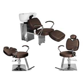 Kit Salão Topázio 1 Fixa + 1 Recl Base Quadrada + Lavatório C/Ap Marrom