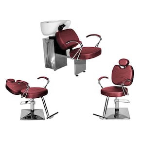 Kit Salão Topázio 1 Cad Fixa + 1 Recl Base Quadrada + Lavatório Bordô