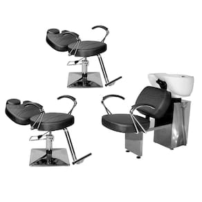 Kit Salão Topázio 2 Cadeiras Recl Base Quadrada + Lavatório Preto Facto