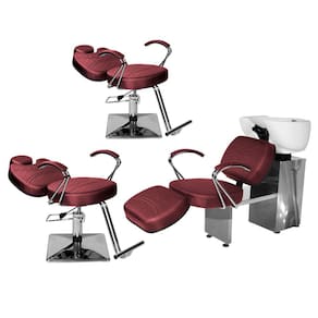 Kit Salão Topázio 2 Cadeiras Recl Base Quadrada + Lavatório C/Ap Bordô
