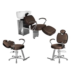 Kit Salão Topázio 1 Fixa + 1 Recl Base Estrela + Lavatório C/Ap Marrom