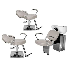 Kit Salão Topázio 2 Cadeiras Recl Base Quadrada + Lavatório Branco Facto