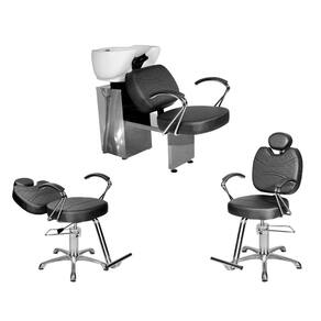 Kit Salão Topázio 1 Cad Fixa + 1 Recl Base Estrela + Lavatório Preto