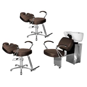 Kit Salão Topázio 2 Cadeiras Recl Base Estrela + Lavatório Marrom Facto
