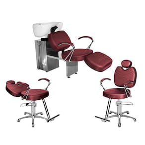Kit Salão Topázio 1 Fixa + 1 Recl Base Estrela + Lavatório C/Ap Bordô