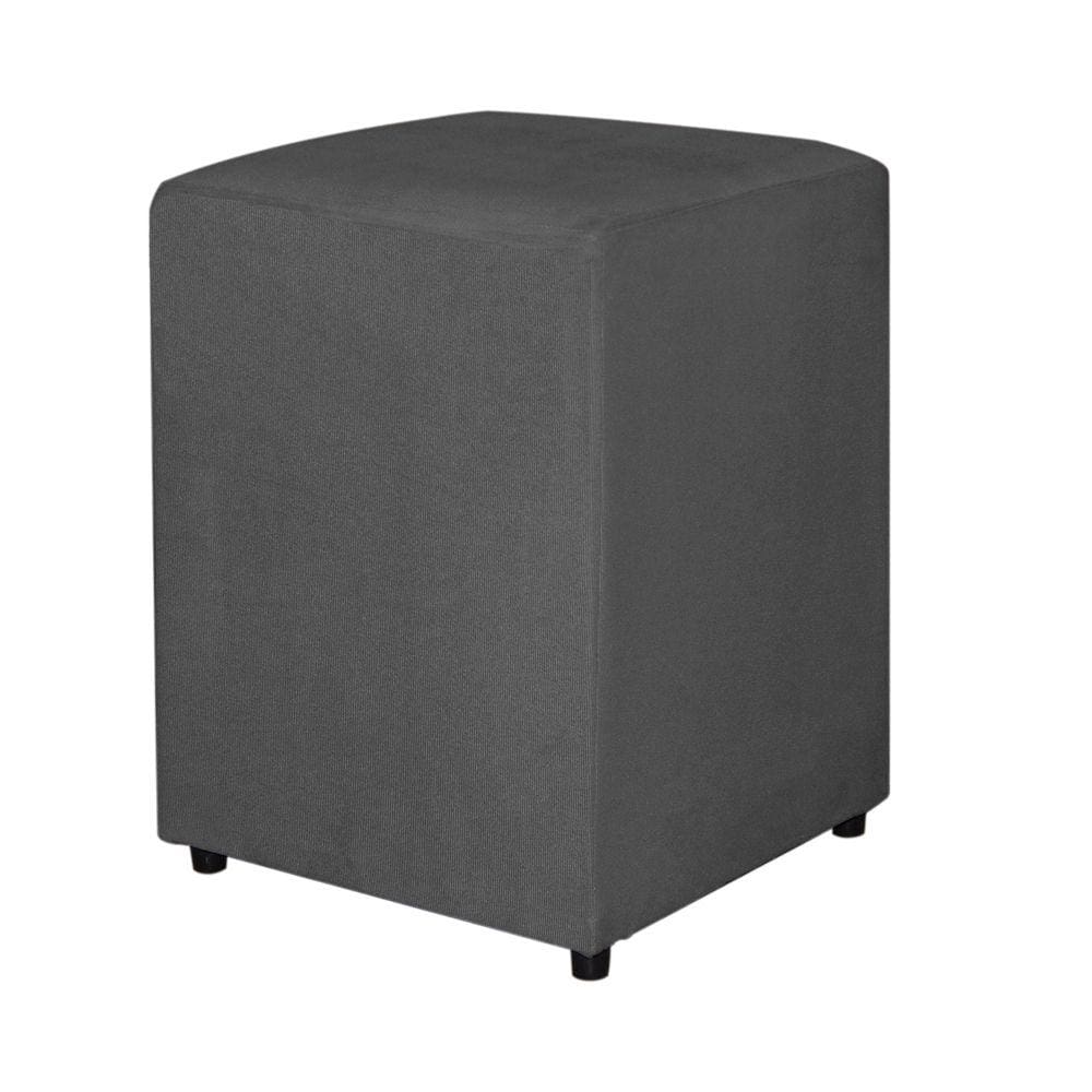 Puff Quadrado Decorativo Para Escritório Veludo Cinza - Vallisa Decor