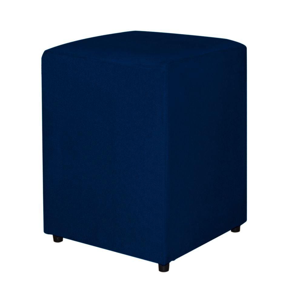 Puff Decorativo Quadrado Para Escritório Veludo Azul Marinho - Vallisa Decor