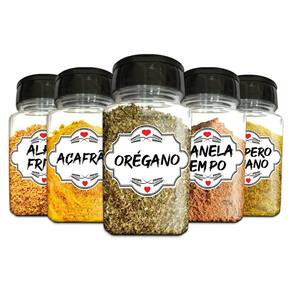 Pote Tempero Kit 10 Potes+24 Etiquetas Adesivas Porta Condimento Q170