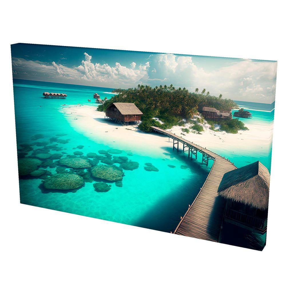 Quadro Decorativo em Tela com Borda Infinita Ilhas Maldivas