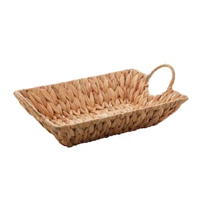 Cesta de Fibra Natural Alça Metal Revestida Fibra 35x25x8cm