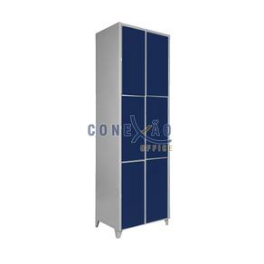 Armário Roupeiro De Aço Vestiário Academia 6 Portas Azul Del Rey