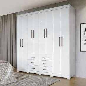 Guarda Roupa Liverpool com 8 Portas e Pés - Branco
