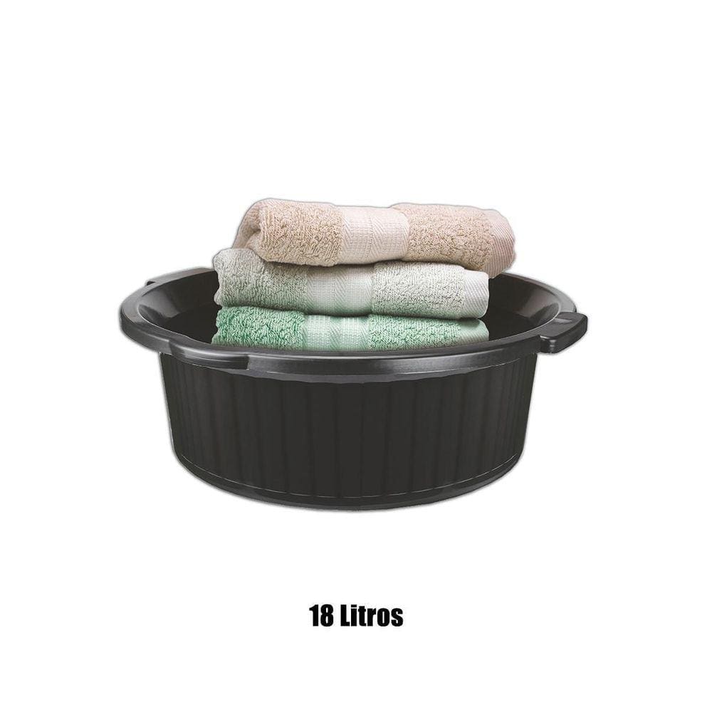 Bacia Cesto Frisada Multiuso 18 Litros Simples Preta