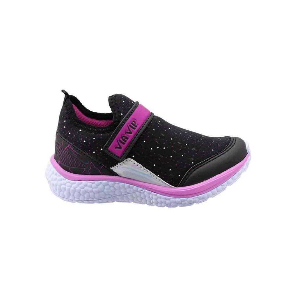 Tênis Via Vip Holo Infantil Feminino - 30 - Preto