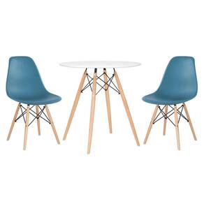 Mesa redonda Eames 70 cm + 2 cadeiras Eiffel DSW