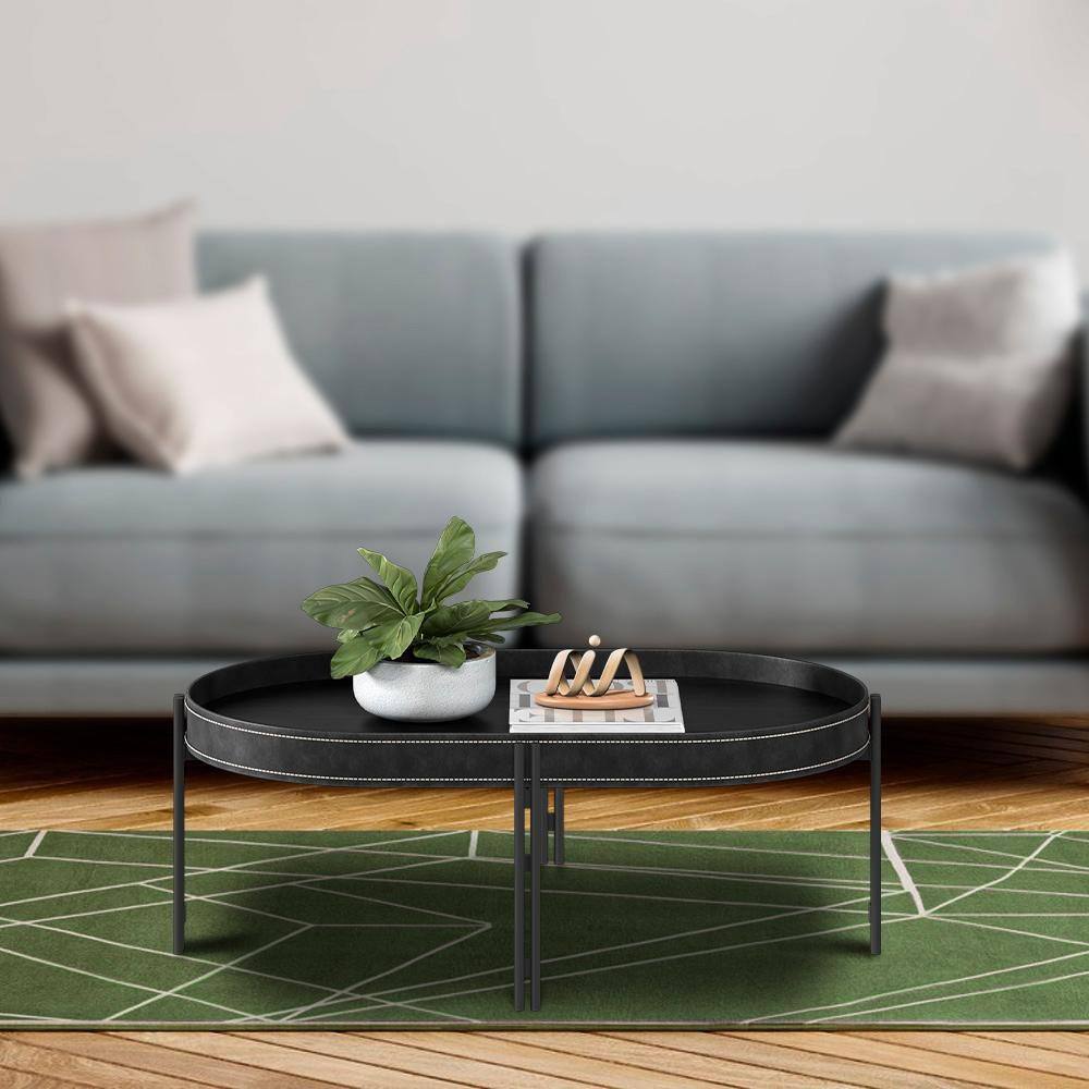 Mesa De Centro Com Pés Metálicos Preto Loki Shop Jm - Preto