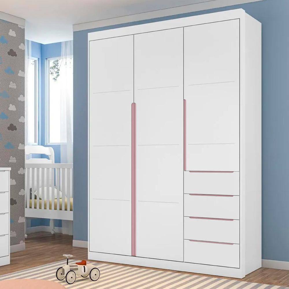 Guarda Roupa Pequeno Branco E Rose Ahri Shop Jm Baby - Branco