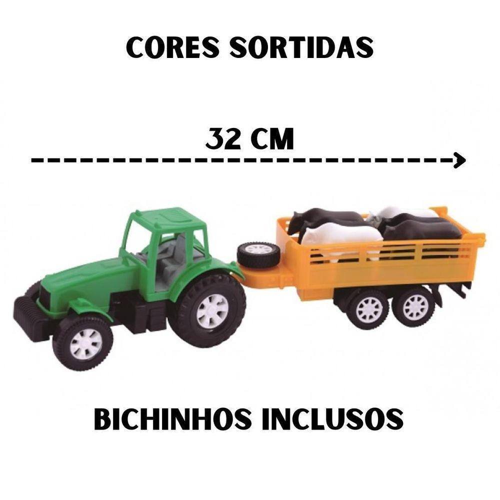 Kit Caminhão Trator Bois Animais Fazenda Brinquedo Infantil