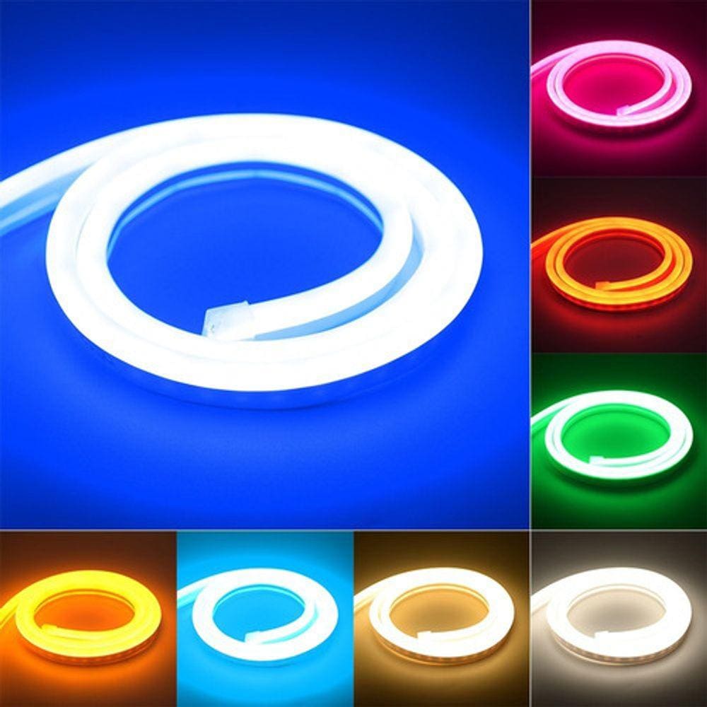 KIT Fita 5 metros Led Neon Silicone Corte 2,5cm Flex 12v Alto Brilho Varias Cores + fonte 2A