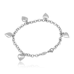Pulseira Elo Português c/ Pingentes Aço Inox Hipoalérgico