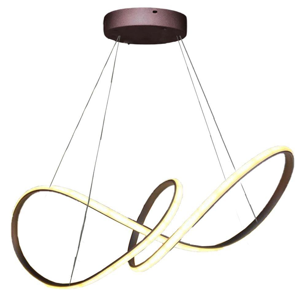 Lustre Luminaria 3 em 1 Arco Infinito Aneis Pendente Led 49W Luxo Ambiente Sala Quarto Cozinha Casa Recepçao Comercial Residencial Decoraçao