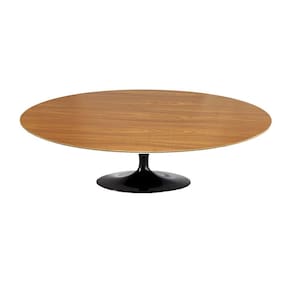 Mesa Saarinen Oval Centro Freijó 135x90cm - Base Preta